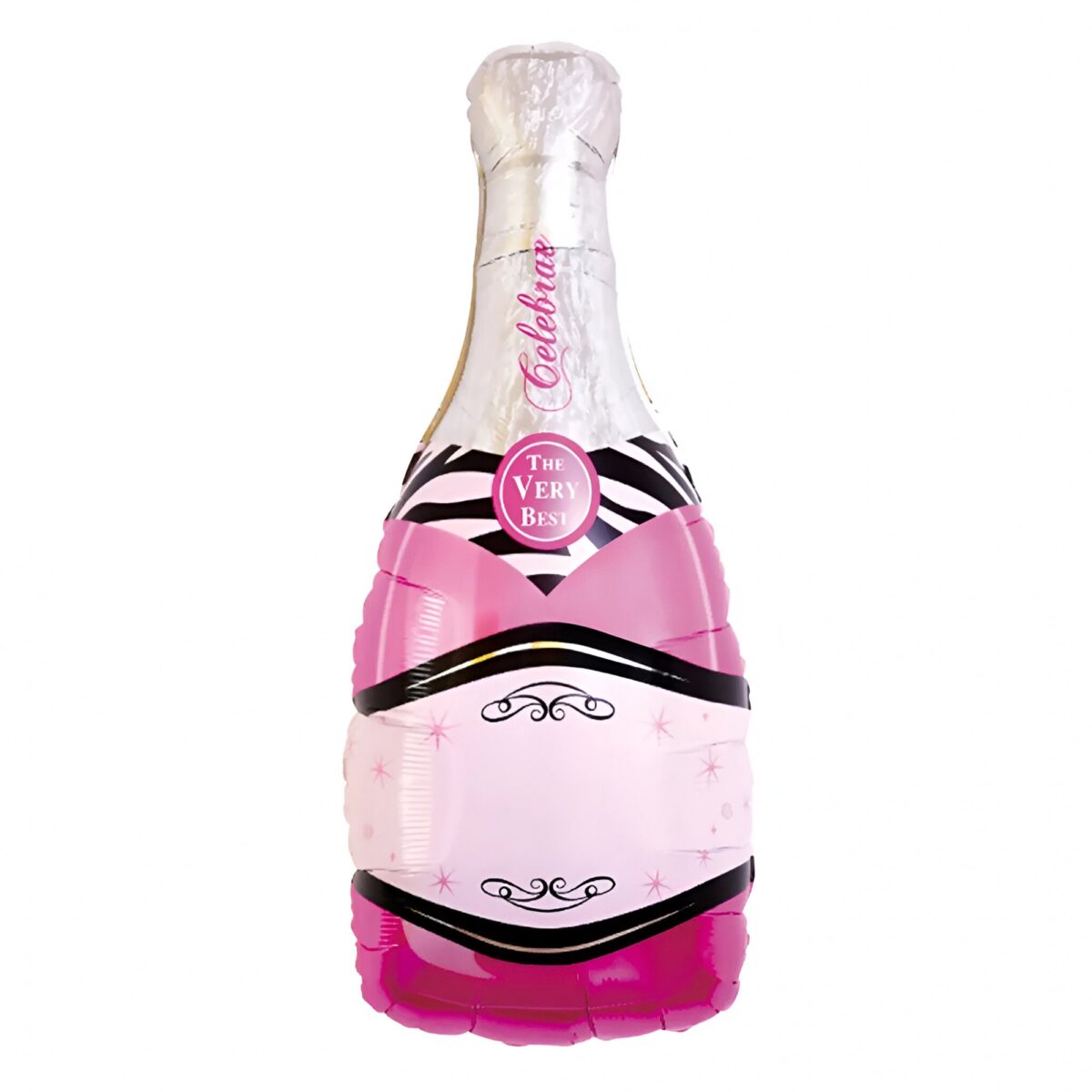 Balon din Folie Metalizata, Embo, Figurine, Model Sticla de Sampanie, 49x100 cm, Ambalaj Individual, Pai Inclus, Umflare cu Aer sau Heliu, Mov - imagine 3