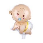 Balon din Folie Metalizata, Embo, Mini Figurina, Model Bebelus Baietel, Tematica Gender Reveal, 45x25 cm, Ambalaj Individual, Pai Inclus, Umflare cu Aer sau Heliu, Multicolor - imagine 5