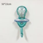 Balon din Folie Metalizata, Embo, Mini Figurina, Model Suzeta, Tematica Gender Reveal, 23x50 cm, Ambalaj Individual, Pai Inclus, Umflare cu Aer sau Heliu, Albastru - imagine 2