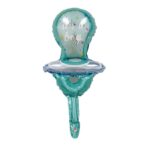 Balon din Folie Metalizata, Embo, Mini Figurina, Model Suzeta, Tematica Gender Reveal, 23x50 cm, Ambalaj Individual, Pai Inclus, Umflare cu Aer sau Heliu, Albastru