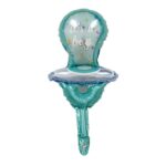 Balon din Folie Metalizata, Embo, Mini Figurina, Model Suzeta, Tematica Gender Reveal, 23x50 cm, Ambalaj Individual, Pai Inclus, Umflare cu Aer sau Heliu, Albastru