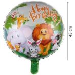 Balon din Folie Metalizata, Embo, Mini Figurina Rotunda, Model Animalute, Happy Birthday, Tematica Aniversare, 45 cm, Ambalaj Individual, Pai Inclus, Umflare cu Aer sau Heliu, Multicolor - imagine 4