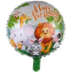 Balon din Folie Metalizata, Embo, Mini Figurina Rotunda, Model Animalute, Happy Birthday, Tematica Aniversare, 45 cm, Ambalaj Individual, Pai Inclus, Umflare cu Aer sau Heliu, Multicolor - imagine 5