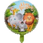 Balon din Folie Metalizata, Embo, Mini Figurina Rotunda, Model Animalute, Happy Birthday, Tematica Aniversare, 45 cm, Ambalaj Individual, Pai Inclus, Umflare cu Aer sau Heliu, Multicolor