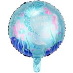 Balon din Folie Metalizata, Embo, Mini Figurina Rotunda, Model Caluti de Mare, Happy Birthday, Tematica Aniversare, 45 cm, Ambalaj Individual, Pai Inclus, Umflare cu Aer sau Heliu, Multicolor