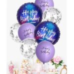 Balon din Folie Metalizata, Embo, Mini Figurina Rotunda, Model Cer Instelat, Happy Birthday, Tematica Aniversare, 45 cm, Ambalaj Individual, Pai Inclus, Umflare cu Aer sau Heliu, Multicolor - imagine 4
