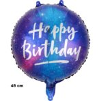 Balon din Folie Metalizata, Embo, Mini Figurina Rotunda, Model Cer Instelat, Happy Birthday, Tematica Aniversare, 45 cm, Ambalaj Individual, Pai Inclus, Umflare cu Aer sau Heliu, Multicolor - imagine 6
