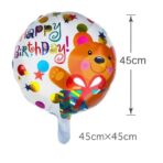 Balon din Folie Metalizata, Embo, Mini Figurina Rotunda, Model Happy Birthday Ursulet, Tema Aniversare, 45 cm, Ambalaj Individual, Pai inclus, Umflare cu Aer sau Heliu, Maro - imagine 2