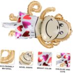 Balon din Folie Metalizata, Embo, Mini Figurine Animalute, Model Maimutica, Tematica Aniversare, 45x28 cm, Ambalaj Individual, Pai Inclus, Umflare cu Aer sau Heliu, Multicolor - imagine 2