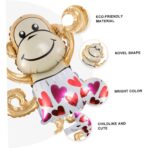 Balon din Folie Metalizata, Embo, Mini Figurine Animalute, Model Maimutica, Tematica Aniversare, 45x28 cm, Ambalaj Individual, Pai Inclus, Umflare cu Aer sau Heliu, Multicolor - imagine 3