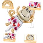 Balon din Folie Metalizata, Embo, Mini Figurine Animalute, Model Maimutica, Tematica Aniversare, 45x28 cm, Ambalaj Individual, Pai Inclus, Umflare cu Aer sau Heliu, Multicolor - imagine 4