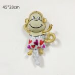 Balon din Folie Metalizata, Embo, Mini Figurine Animalute, Model Maimutica, Tematica Aniversare, 45x28 cm, Ambalaj Individual, Pai Inclus, Umflare cu Aer sau Heliu, Multicolor - imagine 6