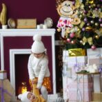 Balon din Folie Metalizata, Embo, Mini Figurine Animalute, Model Maimutica, Tematica Aniversare, 45x28 cm, Ambalaj Individual, Pai Inclus, Umflare cu Aer sau Heliu, Multicolor - imagine 7