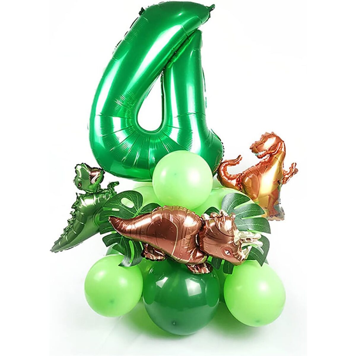 Balon din Folie Metalizata, Embo, Mini Figurine Dinozauri, Model T-Rex, Tematica Aniversare, 48x34 cm, Ambalaj Individual, Pai Inclus, Umflare cu Aer sau Heliu, Multicolor - imagine 5