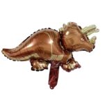 Balon din Folie Metalizata, Embo, Mini Figurine Dinozauri, Model Triceratops, Tematica Aniversare, 47x32 cm, Ambalaj Individual, Pai Inclus, Umflare cu Aer sau Heliu, Multicolor