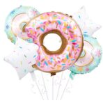 Balon din Folie Metalizata, Embo, Mini Figurine Dulciuri, Model Gogoasa Muscata, Tematica Aniversare, 45x25 cm, Ambalaj Individual, Pai Inclus, Umflare cu Aer sau Heliu, Multicolor - imagine 5