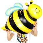 Balon din Folie Metalizata, Embo, Mini Figurine, Model Albinuță, 36x42cm, Ambalaj Individual, Pai Inclus, Umflare cu Aer sau Heliu, Multicolor - imagine 2