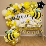 Balon din Folie Metalizata, Embo, Mini Figurine, Model Albinuță, 36x42cm, Ambalaj Individual, Pai Inclus, Umflare cu Aer sau Heliu, Multicolor - imagine 3