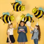 Balon din Folie Metalizata, Embo, Mini Figurine, Model Albinuță, 36x42cm, Ambalaj Individual, Pai Inclus, Umflare cu Aer sau Heliu, Multicolor - imagine 4