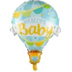 Balon din Folie Metalizata, Embo, Mini Figurine, Model Balon cu Aer Cald Baietel, Tematica Welcome Baby, 80x62 cm, Ambalaj Individual, Pai Inclus, Umflare cu Aer sau Heliu, Albastru - imagine 6