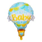 Balon din Folie Metalizata, Embo, Mini Figurine, Model Balon cu Aer Cald Baietel, Tematica Welcome Baby, 80x62 cm, Ambalaj Individual, Pai Inclus, Umflare cu Aer sau Heliu, Albastru