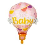 Balon din Folie Metalizata, Embo, Mini Figurine, Model Balon cu Aer Cald Fetita, Tematica Welcome Baby, 80x62 cm, Ambalaj Individual, Pai Inclus, Umflare cu Aer sau Heliu, Roz