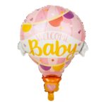 Balon din Folie Metalizata, Embo, Mini Figurine, Model Balon cu Aer Cald Fetita, Tematica Welcome Baby, 80x62 cm, Ambalaj Individual, Pai Inclus, Umflare cu Aer sau Heliu, Roz