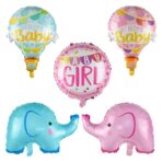 Balon din Folie Metalizata, Embo, Mini Figurine, Model Balon cu Aer Cald Fetita, Tematica Welcome Baby, 80x62 cm, Ambalaj Individual, Pai Inclus, Umflare cu Aer sau Heliu, Roz - imagine 4