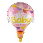 Balon din Folie Metalizata, Embo, Mini Figurine, Model Balon cu Aer Cald Fetita, Tematica Welcome Baby, 80x62 cm, Ambalaj Individual, Pai Inclus, Umflare cu Aer sau Heliu, Roz - imagine 5