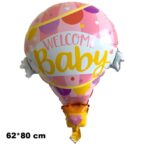 Balon din Folie Metalizata, Embo, Mini Figurine, Model Balon cu Aer Cald Fetita, Tematica Welcome Baby, 80x62 cm, Ambalaj Individual, Pai Inclus, Umflare cu Aer sau Heliu, Roz - imagine 6