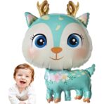 Balon din Folie Metalizata, Embo, Mini Figurine, Model Cerb, Tematica Aniversare, 49x74.5 cm, Ambalaj Individual, Pai Inclus, Umflare cu Aer sau Heliu, Albastru - imagine 2