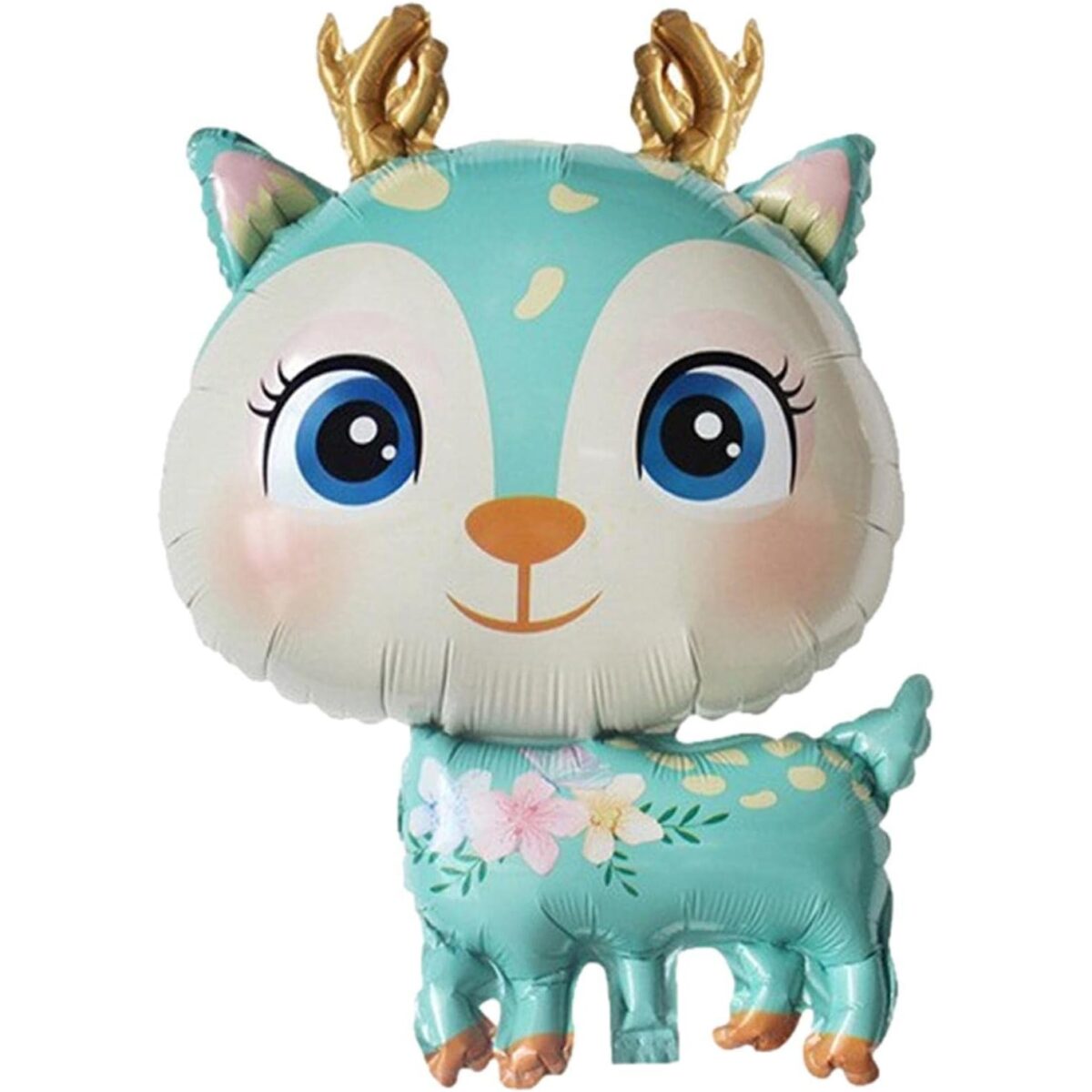 Balon din Folie Metalizata, Embo, Mini Figurine, Model Cerb, Tematica Aniversare, 49x74.5 cm, Ambalaj Individual, Pai Inclus, Umflare cu Aer sau Heliu, Albastru - imagine 3