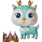 Balon din Folie Metalizata, Embo, Mini Figurine, Model Cerb, Tematica Aniversare, 49x74.5 cm, Ambalaj Individual, Pai Inclus, Umflare cu Aer sau Heliu, Albastru - imagine 6