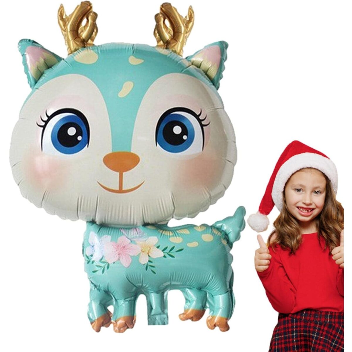 Balon din Folie Metalizata, Embo, Mini Figurine, Model Cerb, Tematica Aniversare, 49x74.5 cm, Ambalaj Individual, Pai Inclus, Umflare cu Aer sau Heliu, Albastru - imagine 7