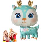 Balon din Folie Metalizata, Embo, Mini Figurine, Model Cerb, Tematica Aniversare, 49x74.5 cm, Ambalaj Individual, Pai Inclus, Umflare cu Aer sau Heliu, Albastru - imagine 9