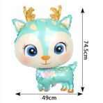 Balon din Folie Metalizata, Embo, Mini Figurine, Model Cerb, Tematica Aniversare, 49x74.5 cm, Ambalaj Individual, Pai Inclus, Umflare cu Aer sau Heliu, Albastru - imagine 10