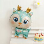 Balon din Folie Metalizata, Embo, Mini Figurine, Model Cerb, Tematica Aniversare, 49x74.5 cm, Ambalaj Individual, Pai Inclus, Umflare cu Aer sau Heliu, Albastru - imagine 11