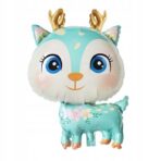 Balon din Folie Metalizata, Embo, Mini Figurine, Model Cerb, Tematica Aniversare, 49x74.5 cm, Ambalaj Individual, Pai Inclus, Umflare cu Aer sau Heliu, Albastru
