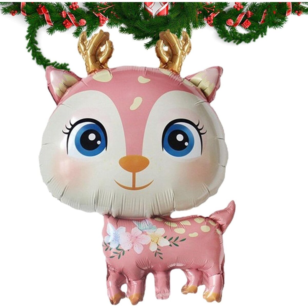 Balon din Folie Metalizata, Embo, Mini Figurine, Model Cerb, Tematica Aniversare, 49x74.5 cm, Ambalaj Individual, Pai Inclus, Umflare cu Aer sau Heliu, Roz - imagine 4