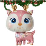 Balon din Folie Metalizata, Embo, Mini Figurine, Model Cerb, Tematica Aniversare, 49x74.5 cm, Ambalaj Individual, Pai Inclus, Umflare cu Aer sau Heliu, Roz - imagine 4