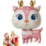 Balon din Folie Metalizata, Embo, Mini Figurine, Model Cerb, Tematica Aniversare, 49x74.5 cm, Ambalaj Individual, Pai Inclus, Umflare cu Aer sau Heliu, Roz - imagine 10