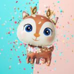 Balon din Folie Metalizata, Embo, Mini Figurine, Model Cerb, Tematica Aniversare, 49x74.5 cm, Ambalaj Individual, Pai Inclus, Umflare cu Aer sau Heliu, Maro - imagine 2