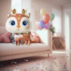 Balon din Folie Metalizata, Embo, Mini Figurine, Model Cerb, Tematica Aniversare, 49x74.5 cm, Ambalaj Individual, Pai Inclus, Umflare cu Aer sau Heliu, Maro - imagine 4