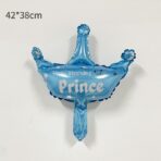 Balon din Folie Metalizata, Embo, Mini Figurine, Model Coroana de Print, Tematica Aniversare, 42x38 cm, Ambalaj Individual, Pai Inclus, Umflare cu Aer sau Heliu, Albastru - imagine 2