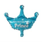 Balon din Folie Metalizata, Embo, Mini Figurine, Model Coroana de Print, Tematica Aniversare, 42x38 cm, Ambalaj Individual, Pai Inclus, Umflare cu Aer sau Heliu, Albastru - imagine 6