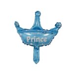 Balon din Folie Metalizata, Embo, Mini Figurine, Model Coroana de Print, Tematica Aniversare, 42x38 cm, Ambalaj Individual, Pai Inclus, Umflare cu Aer sau Heliu, Albastru