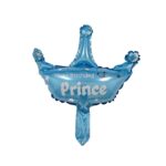 Balon din Folie Metalizata, Embo, Mini Figurine, Model Coroana de Print, Tematica Aniversare, 42x38 cm, Ambalaj Individual, Pai Inclus, Umflare cu Aer sau Heliu, Albastru