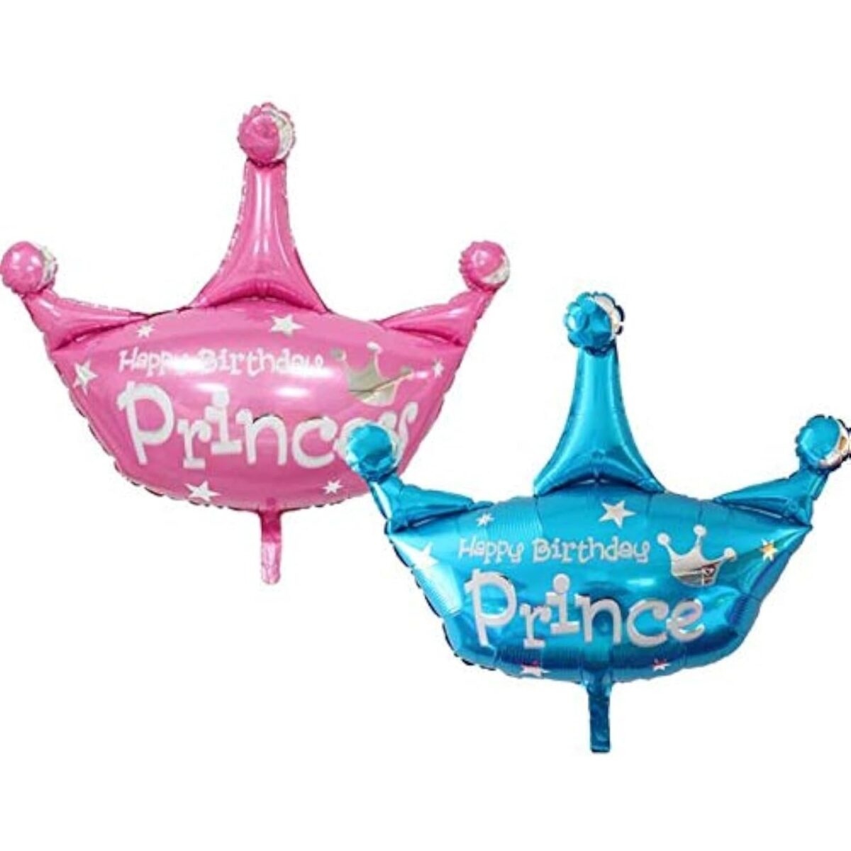 Balon din Folie Metalizata, Embo, Mini Figurine, Model Coroana de Printesa, Tematica Aniversare, 42x38 cm, Ambalaj Individual, Pai Inclus, Umflare cu Aer sau Heliu, Roz - imagine 3