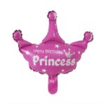 Balon din Folie Metalizata, Embo, Mini Figurine, Model Coroana de Printesa, Tematica Aniversare, 42x38 cm, Ambalaj Individual, Pai Inclus, Umflare cu Aer sau Heliu, Roz - imagine 7