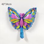 Balon din Folie Metalizata Embo, Mini Figurine, Model Fluturaș, 40x34cm, Ambalaj Individual, Pai Inclus, Umflare cu Aer si Heliu, Multicolor - imagine 2